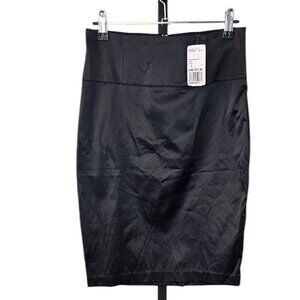 Forever 21 Womens Satin Black Pencil Skirt, Zip Back, Size Small, NWT